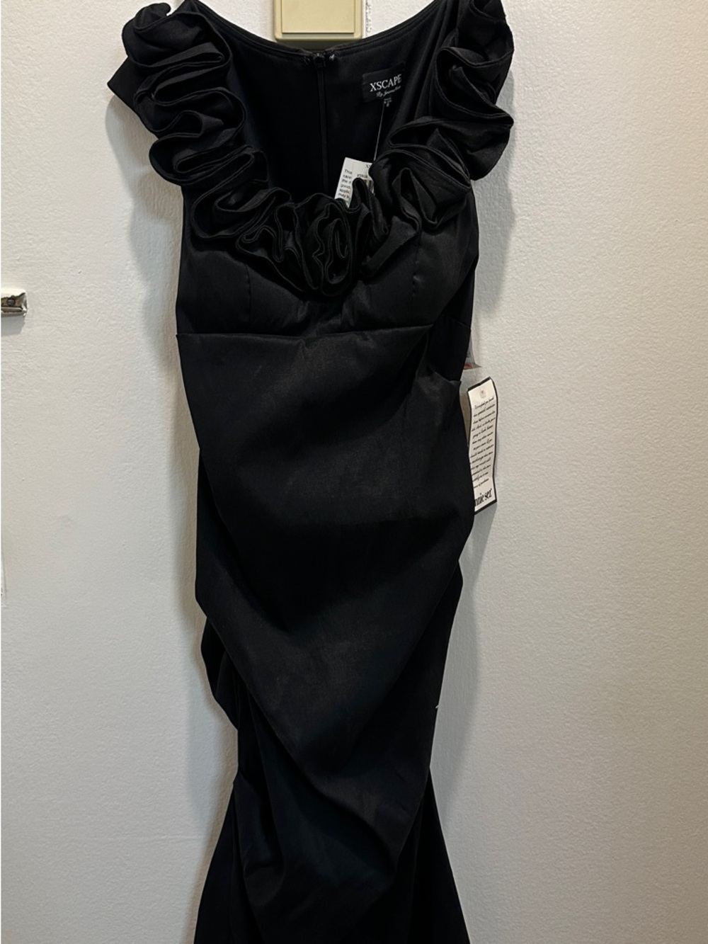Xscape Black Ruffle-Trim Cocktail Dress